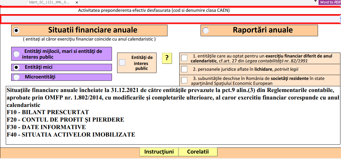 Bilant contabil la 31.12.2021. ANAF a actualizat PDF-ul inteligent pentru raportarile anuale