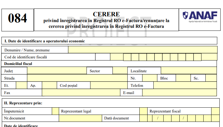 Cum se completeaza formularul 084 necesar inscrierii in registrul E-Factura
