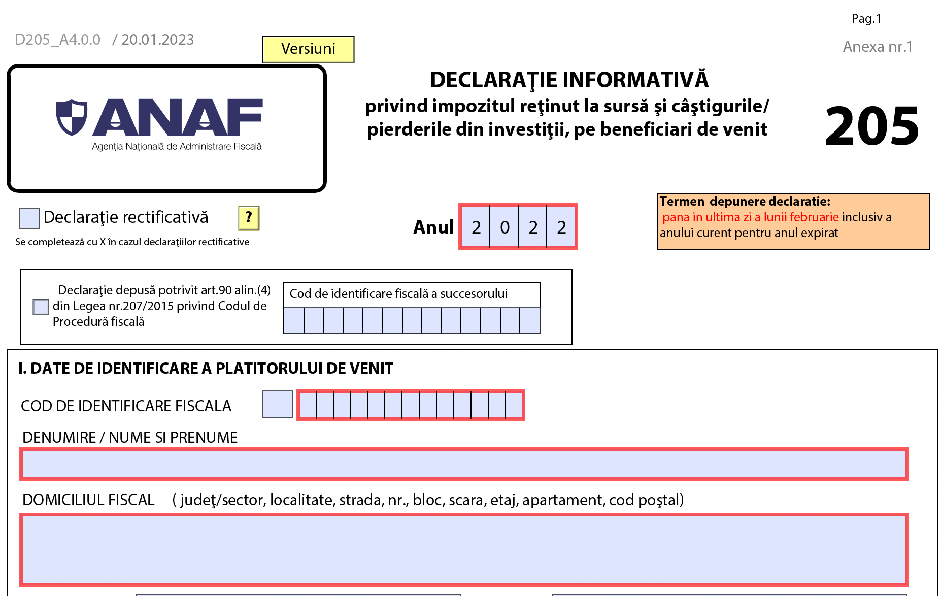 Declaratia 205 in 2023: Pana pe 28 februarie 2023 trebuie transmis la ANAF formularul