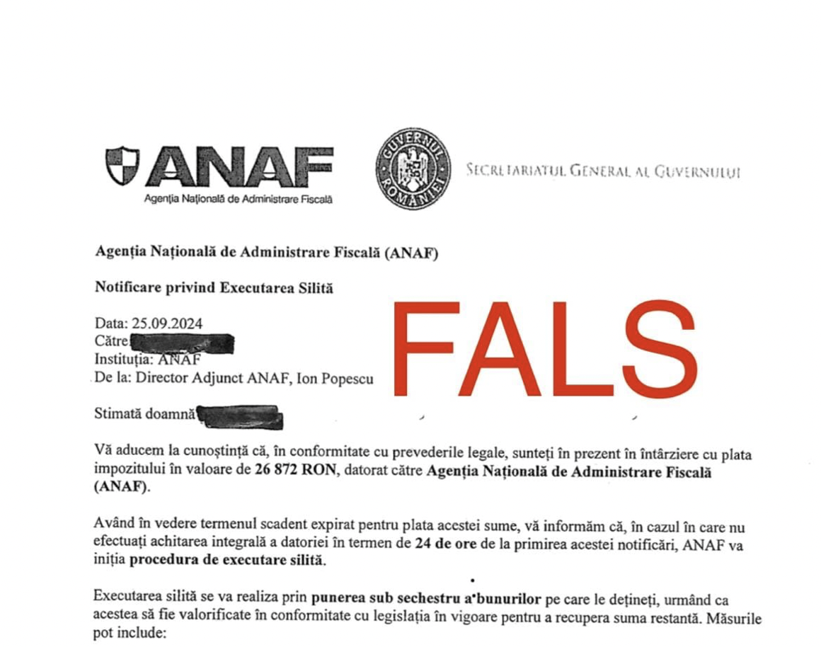 O noua campanie de emailuri false in numele ANAF este in desfasurare. Nu dati curs solicitarilor!