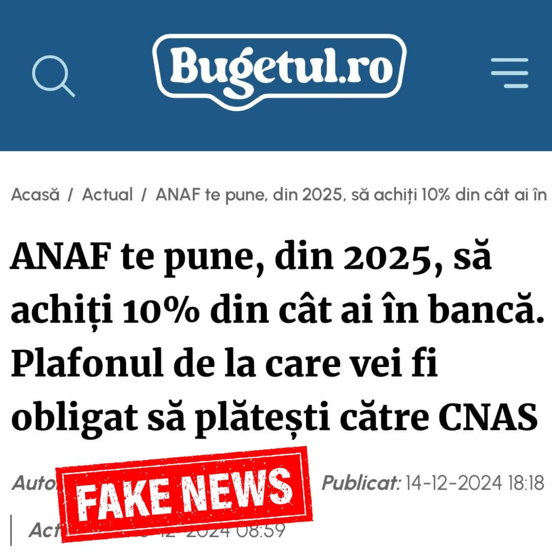 ANAF dezminte informatiile conform carora din 2025 ar urma sa perceapa 10% din banii aflati in conturile contribuabililor
