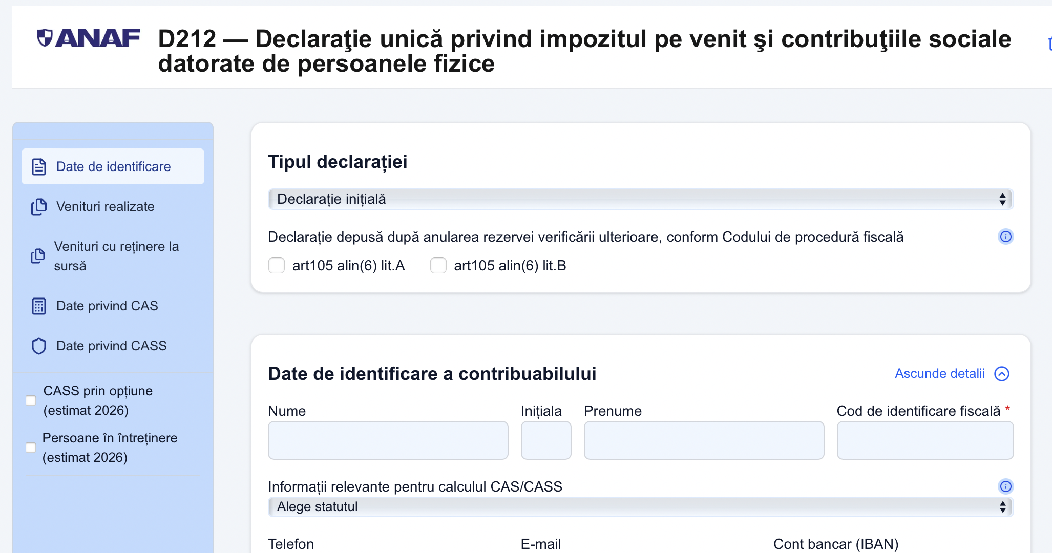 Declaratia Unica 2025-2026. Noul formular poate fi completat prin intermediul unei aplicatii web